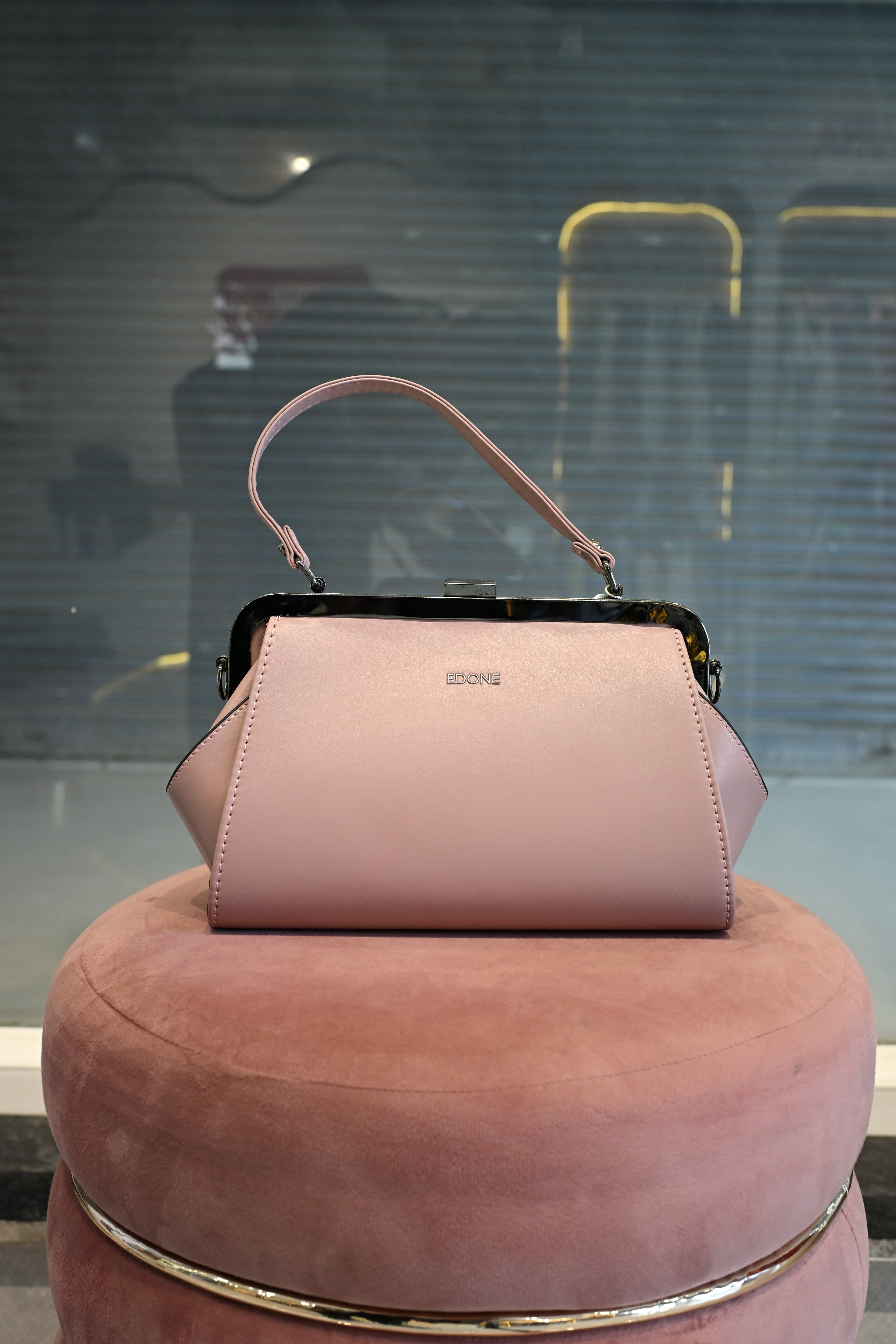 EDONE Blush Pink Structured Top Handle Handbag