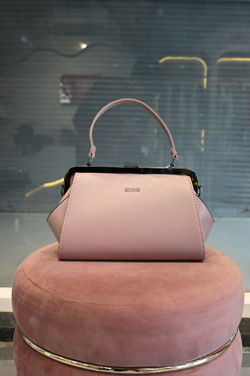 EDONE Blush Pink Structured Top Handle Handbag