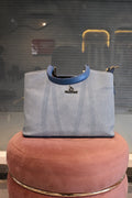 KRAZY KAT Blue Textured Top Handle Tote Bag