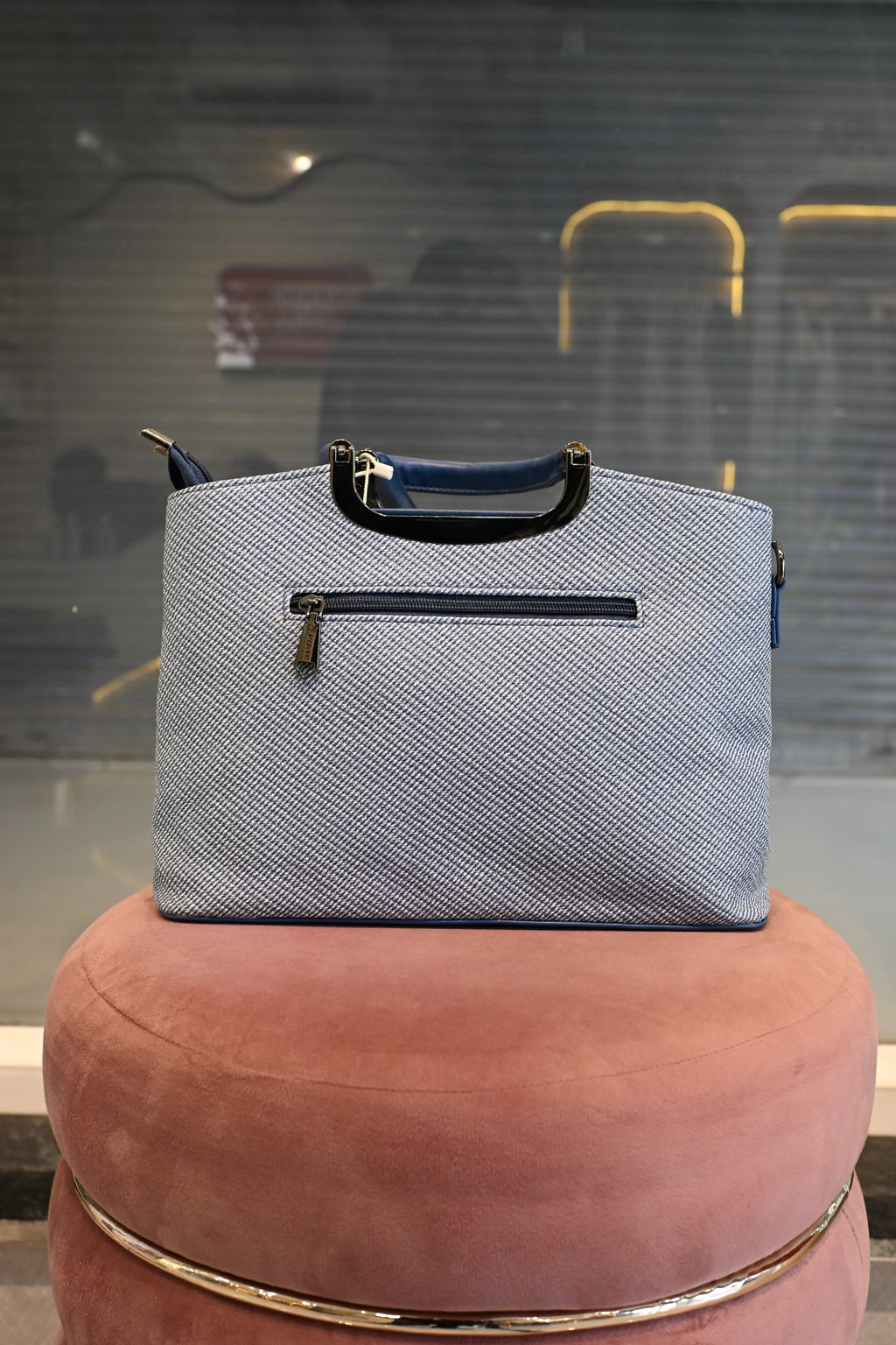KRAZY KAT Blue Textured Top Handle Tote Bag