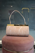 EDONE Blush Pink Marble Textured Evening Clutch Bag