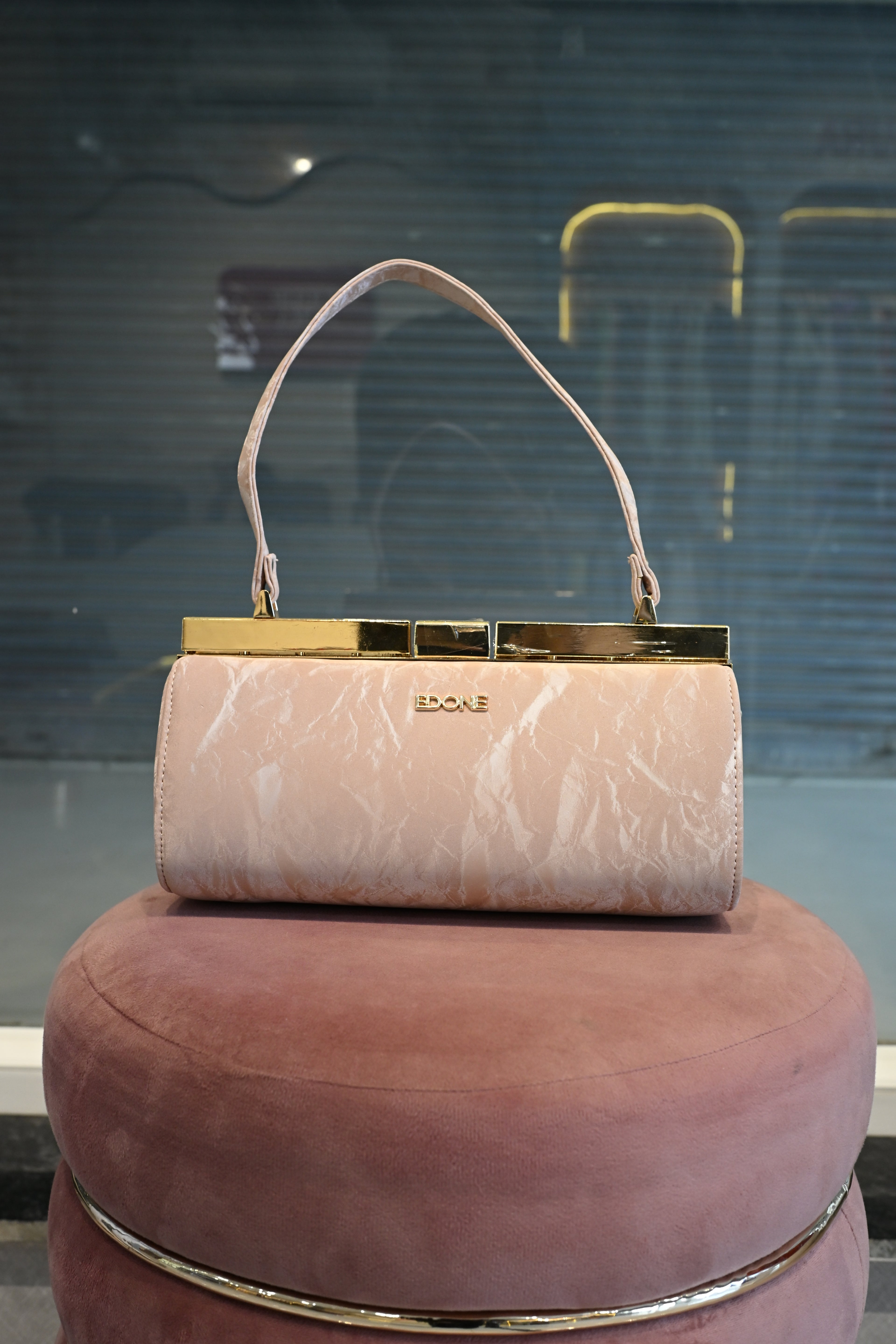 EDONE Blush Pink Marble Textured Evening Clutch Bag