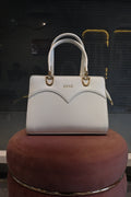 EDONE White Textured Top Handle Satchel Bag