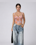 Pink Floral Corset Top