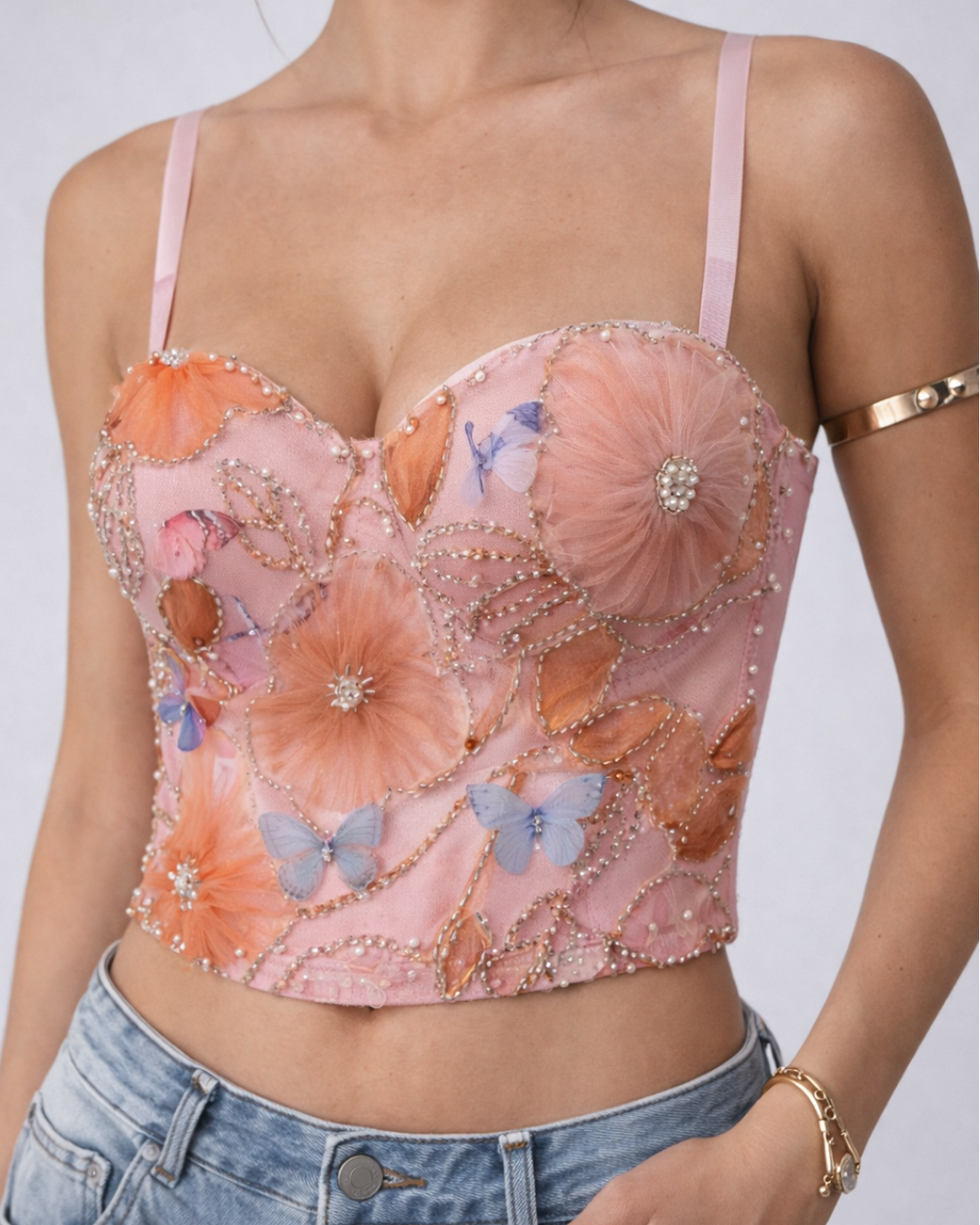 Pink Floral Corset Top