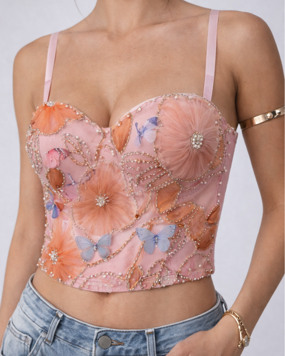 Pink Floral Corset Top